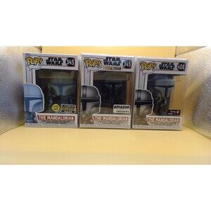 Funko Pop! Star Wars #345 The Mandalorian Amazon Exclusive & GITD & #408